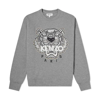 KENZO FW21 Tiger Print Crewneck Sweatshirt Men Grey FB65SW1234XA-95