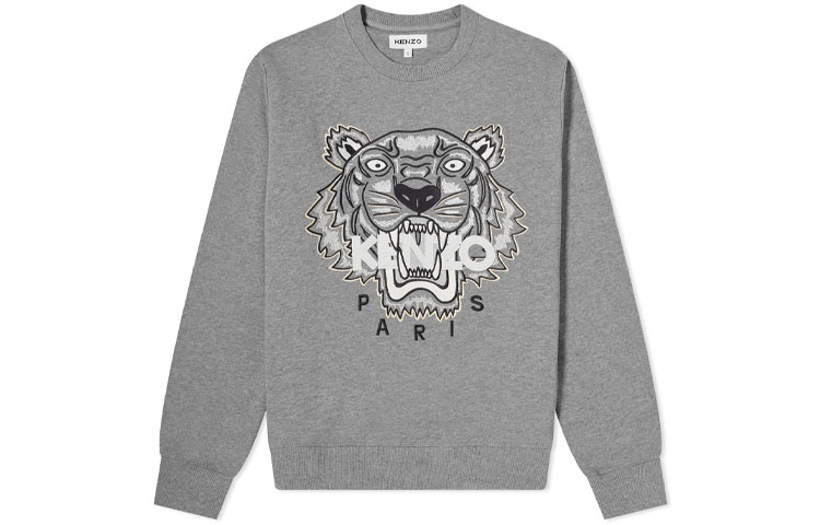 Order KENZO FW21 Sweatshirt Pria Abu-abu Motif Harimau FB65SW1234XA-95