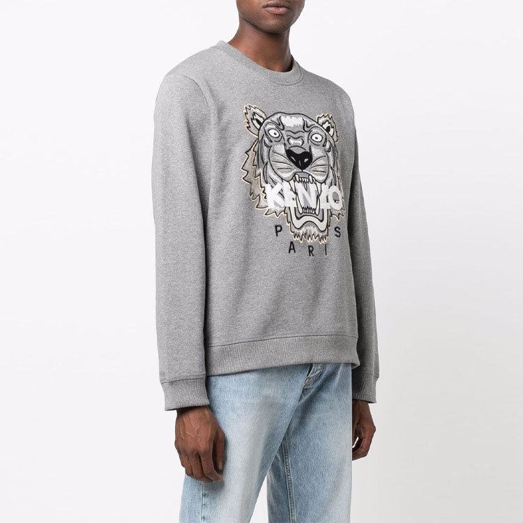 Purchase KENZO FW21 Sweatshirt Pria Abu-abu Motif Harimau FB65SW1234XA-95