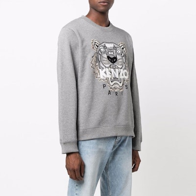 KENZO FW21 Sweatshirt Pria Abu-abu Motif Harimau FB65SW1234XA-95 Purchase KENZO FW21 Sweatshirt Pria Abu-abu Motif Harimau FB65SW1234XA-95