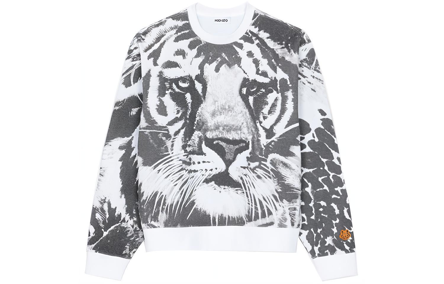 KENZO FW21 White Cotton Crewneck Pullover Sweatshirt FB65SW0234MO-01