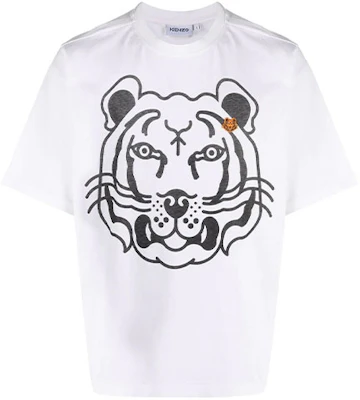 KENZO 2021秋冬款白色虎头标志印花圆领T恤. FB65TS5224SA0-1B Order KENZO 2021秋冬款白色虎头标志印花圆领T恤. FB65TS5224SA0-1B