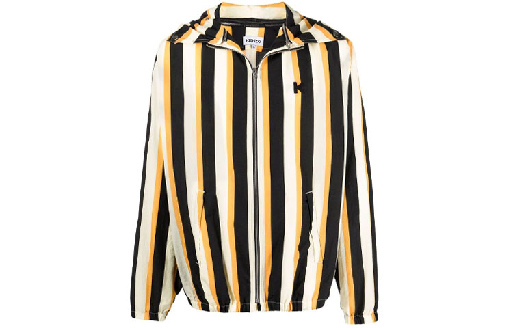 KENZO FW21 Yellow Striped Zip-Up Bomber Jacket FB65MBL059J9-03