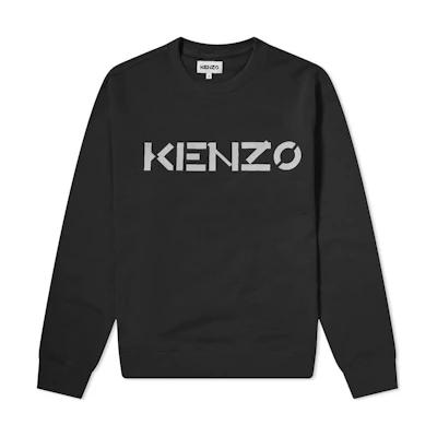 KENZO FW22 Black Crewneck Pullover Sweatshirt with Logo Print. FB65SW0004ML-99