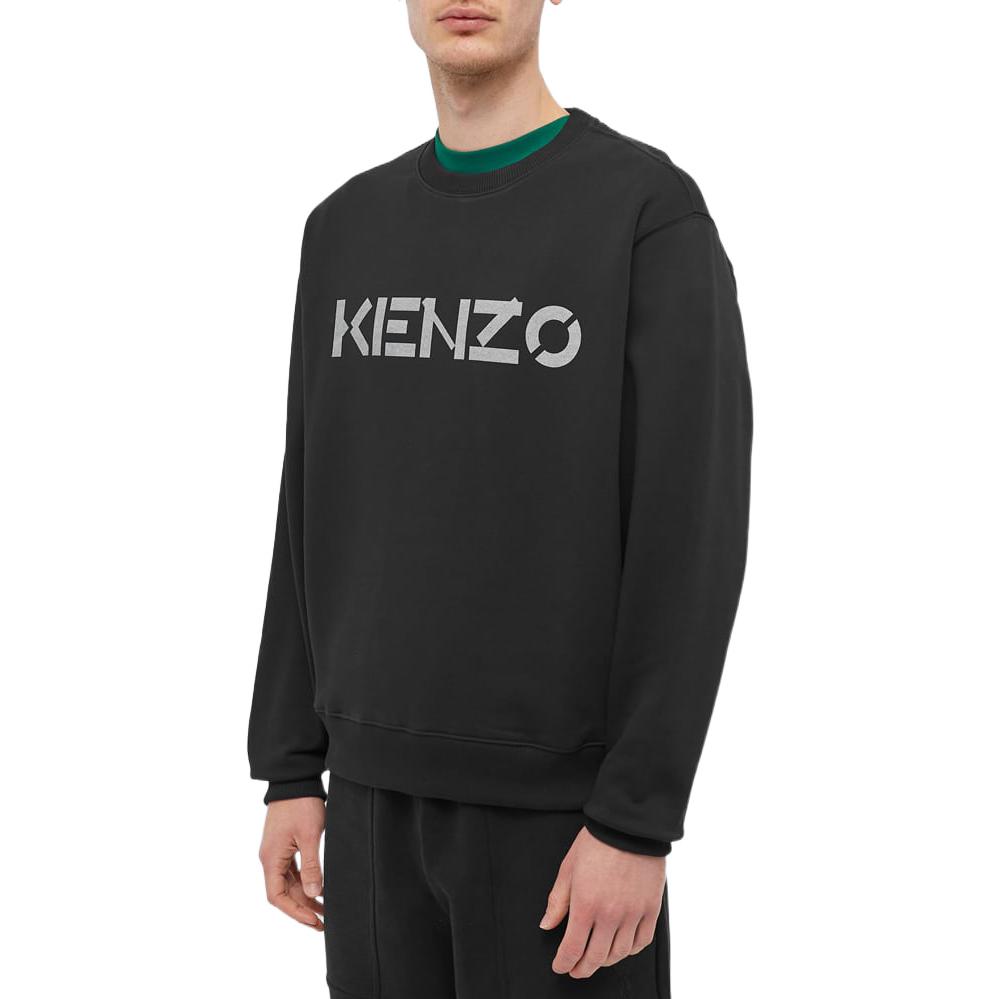 Details for KENZO FW22  Black Crewneck Pullover Sweatshirt with Logo Print. FB65SW0004ML-99