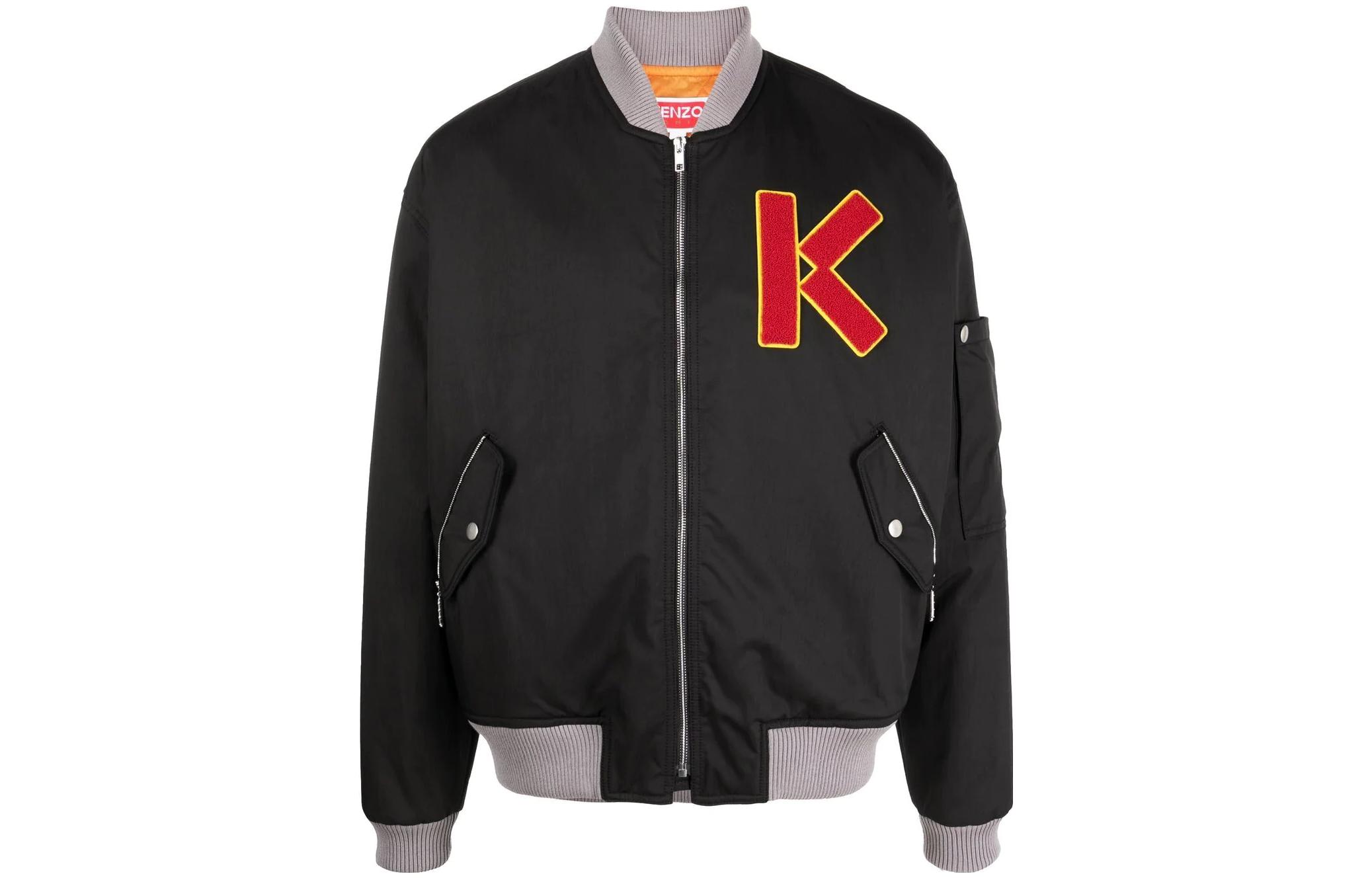 Buy KENZO FW22  Black Embroidered Logo Baseball Collar Jacket. FC65BL1279OC-99