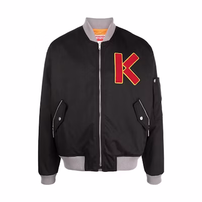 KENZO FW22 Black Embroidered Logo Baseball Collar Jacket. FC65BL1279OC-99