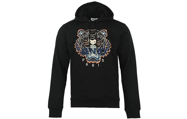 KENZO FW22  Black Embroidered Tiger Logo Hoodie FC65SW3334XL-99