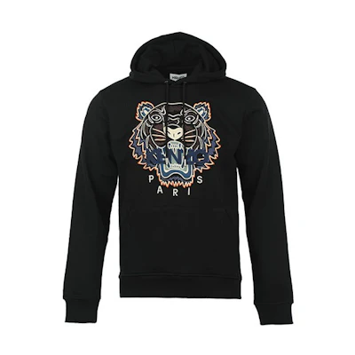 KENZO FW22 Black Embroidered Tiger Logo Hoodie FC65SW3334XL-99