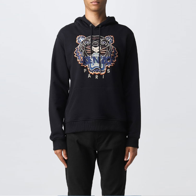 Purchase KENZO 2022秋冬 黑色刺绣虎头标志连帽衫 FC65SW3334XL-99