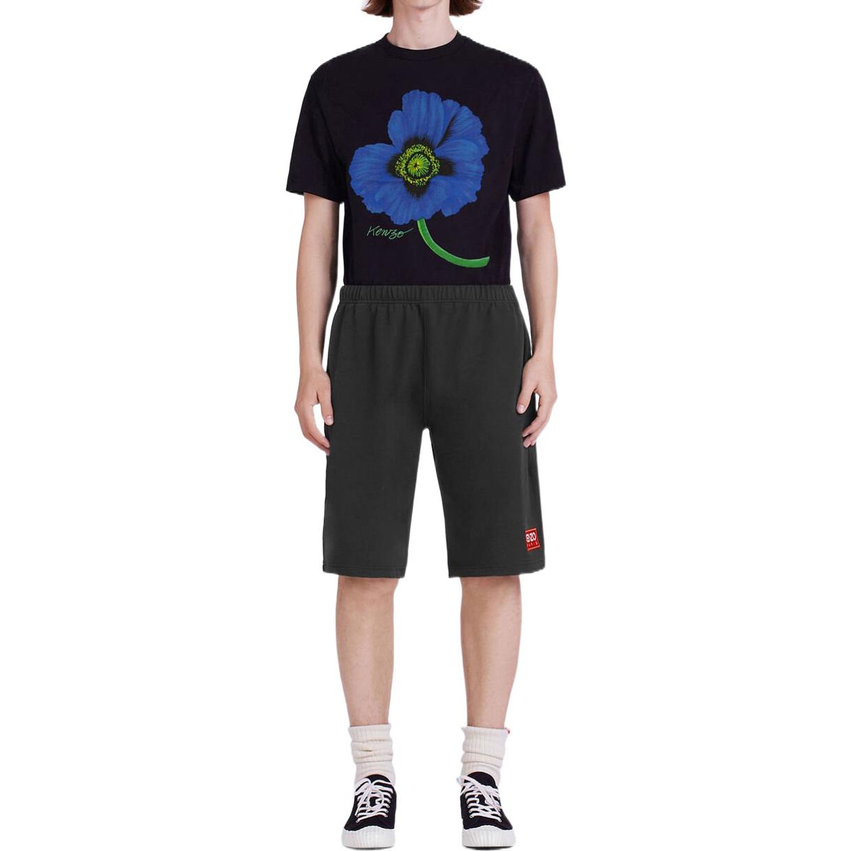 Shop KENZO FW22 Seluar Pendek Kasual Hitam Logo Pinggang Elastik. FC65PA7964ME-99J