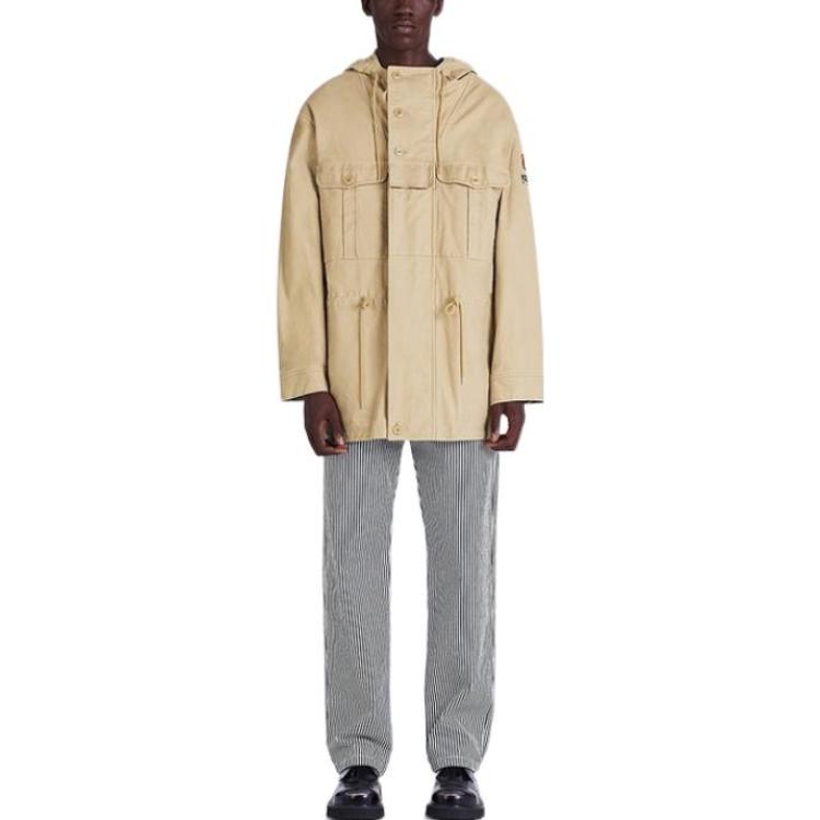 Shop KENZO FW22  Casual Light Yellow Hooded Workwear Jacket FC65OU3029RB-11