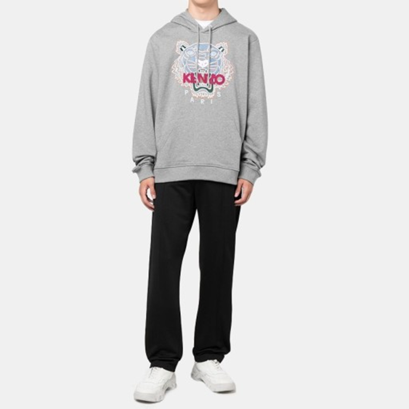 Shop Sudadera de Algodón KENZO FW22 con Tigre Bordado - Gris Paloma FC65SW3334XL-95