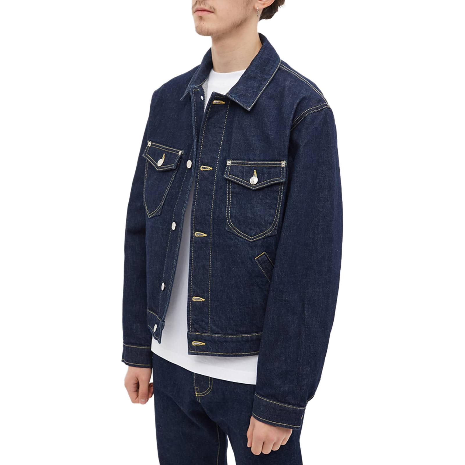 Purchase KENZO FW22  Dark Denim Button-Up Jacket with Pockets and Collar墨色 FC65DV3019EI-78