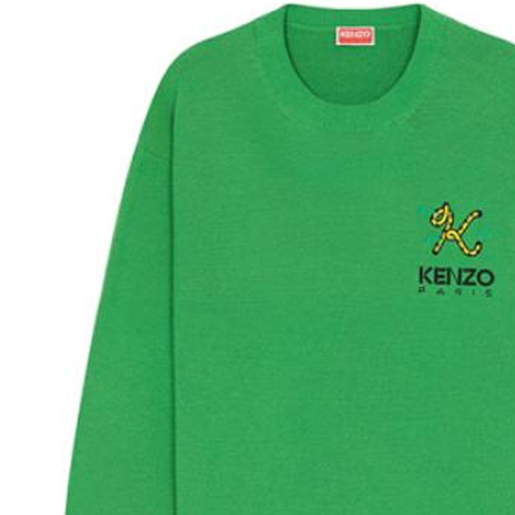 Cheap KENZO FW22 Suéter Verde con Diseño Bordado de Cola de Tigre. FC65PU3423LA-57
