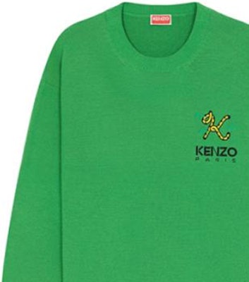 KENZO FW22 Suéter Verde con Diseño Bordado de Cola de Tigre. FC65PU3423LA-57 Cheap KENZO FW22 Suéter Verde con Diseño Bordado de Cola de Tigre. FC65PU3423LA-57