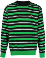 KENZO FW22 Green Striped Floral Embroidery Wool Sweater Pullover. FC65PU3373CC-57 KENZO FW22 Green Striped Floral Embroidery Wool Sweater Pullover. FC65PU3373CC-57
