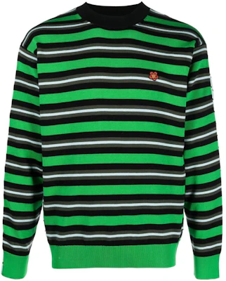 KENZO FW22 Suéter de Lana Verde Rayado con Bordado Floral. FC65PU3373CC-57 Buy KENZO FW22 Suéter de Lana Verde Rayado con Bordado Floral. FC65PU3373CC-57