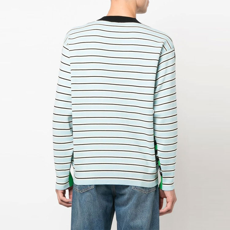 Shop KENZO FW22 Suéter de Lana Verde Rayado con Bordado Floral. FC65PU3373CC-57