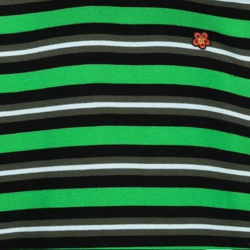 Sizing KENZO FW22 Suéter de Lana Verde Rayado con Bordado Floral. FC65PU3373CC-57