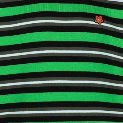 KENZO FW22 Suéter de Lana Verde Rayado con Bordado Floral. FC65PU3373CC-57 Sizing KENZO FW22 Suéter de Lana Verde Rayado con Bordado Floral. FC65PU3373CC-57