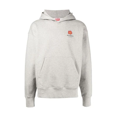 KENZO FW22 Grey Floral Logo Hoodie Pullover - Fall Collection. FC65SW4604ME-94
