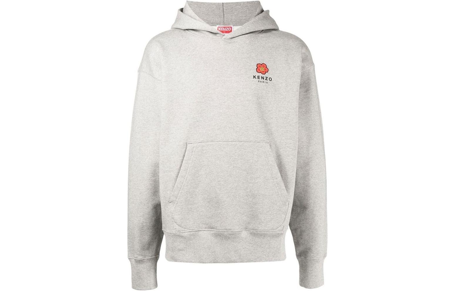 Order KENZO FW22 Hoodie Kelabu Logo Bunga - Koleksi Musim Luruh. FC65SW4604ME-94