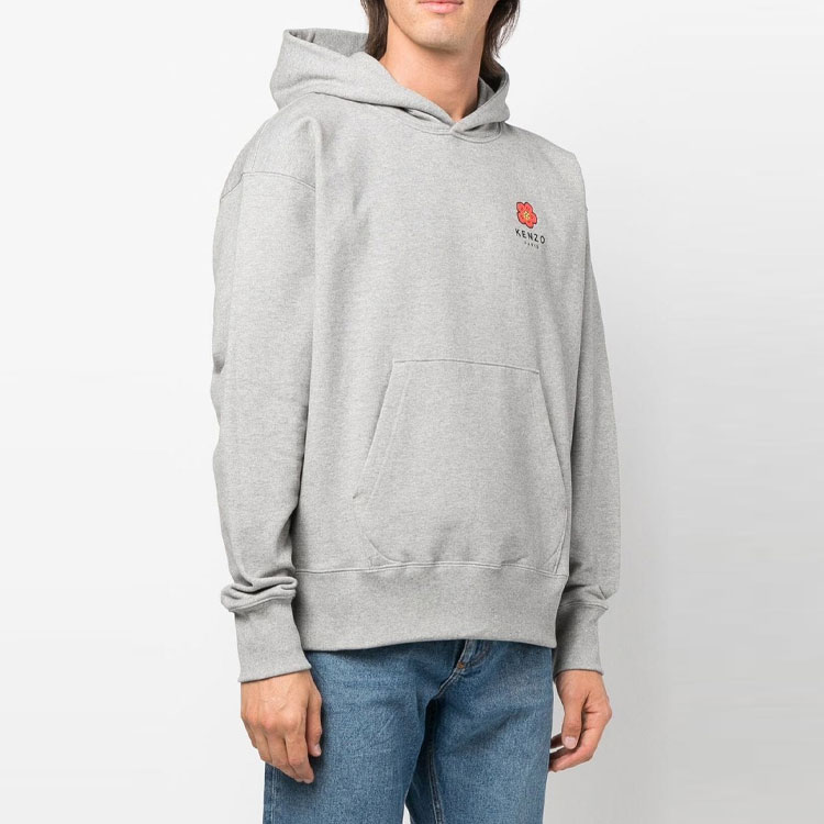 Shop KENZO FW22 Hoodie Kelabu Logo Bunga - Koleksi Musim Luruh. FC65SW4604ME-94