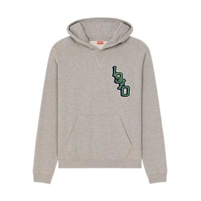 KENZO FW22 Grey Hoodie with Tiger Head Print Design. FC65SW436CMJ-94