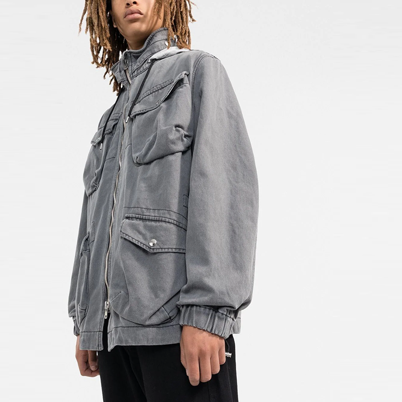 Details for KENZO FW22  Grey Multi-Pocket Hooded Jacket FC55DO3002FD-96