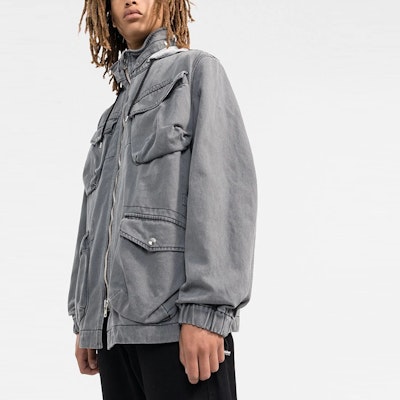 KENZO FW22 Grey Multi-Pocket Hooded Jacket FC55DO3002FD-96 Details for KENZO FW22 Grey Multi-Pocket Hooded Jacket FC55DO3002FD-96