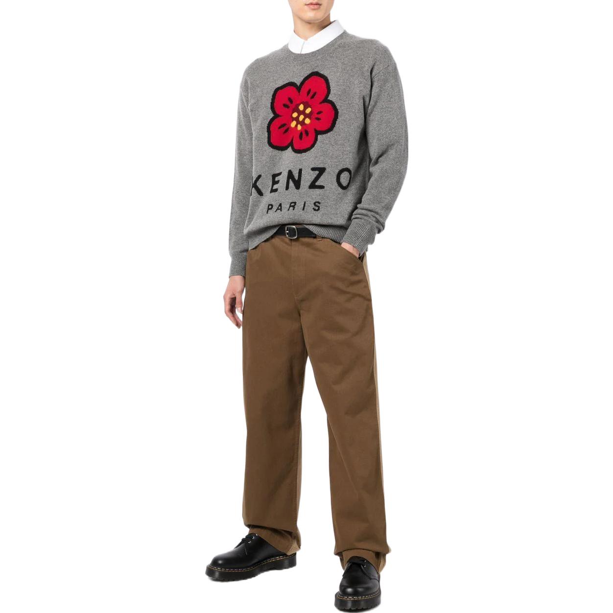 KENZO FW22  Grey Wool Sweater with Floral Letter Print. FC65PU3453LD-96 圖 5