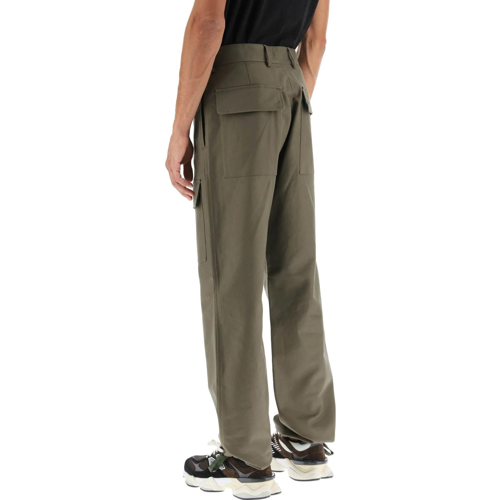 Shop KENZO FW22  High-Waisted Loose Cargo Pants Green. FC65PA2419RB-51