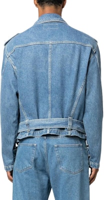 KENZO FW22 淺藍色斜拉鍊三角領設計牛仔外套 FC65DB3009FI-67 Shop KENZO FW22 淺藍色斜拉鍊三角領設計牛仔外套 FC65DB3009FI-67