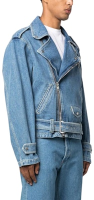 KENZO FW22 淺藍色斜拉鍊三角領設計牛仔外套 FC65DB3009FI-67 Purchase KENZO FW22 淺藍色斜拉鍊三角領設計牛仔外套 FC65DB3009FI-67