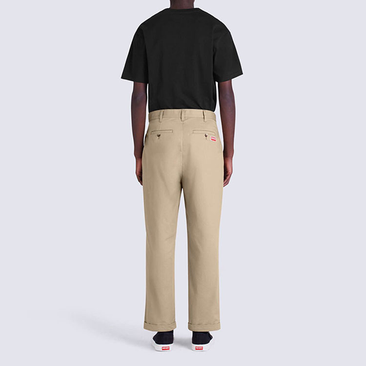 Purchase KENZO FW22  Loose Fit Straight Pants with Logo Embroidery in Light Khaki. FC65PA2059RL-11