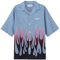 KENZO FW22 Navy Flame Print Short Sleeve Button-Down Shirt. FC55CH1409S6-61【】 KENZO FW22 Navy Flame Print Short Sleeve Button-Down Shirt. FC55CH1409S6-61【】