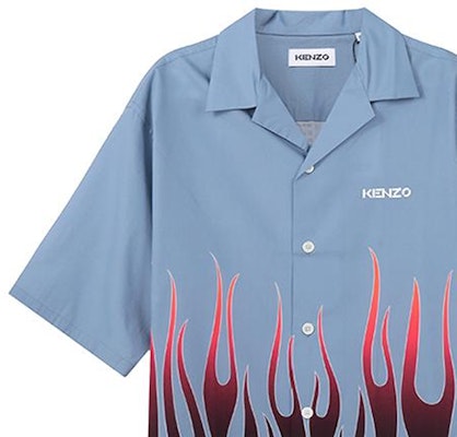 켄조 FW22 네이비 플레임 프린트 반팔 버튼다운 셔츠. FC55CH1409S6-61【】 Purchase 켄조 FW22 네이비 플레임 프린트 반팔 버튼다운 셔츠. FC55CH1409S6-61【】