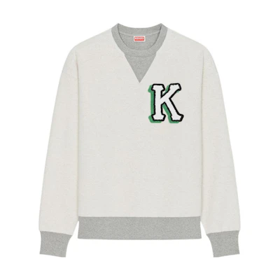 KENZO FW22 Pearl Grey Colorblock Logo Print Sweatshirt. FC65SW4334MJ-94-L