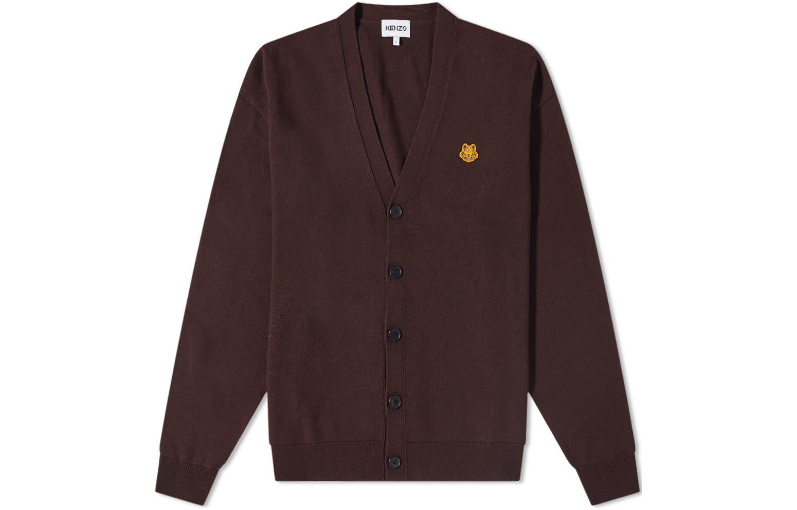 KENZO FW22  Solid Brown Knit Cardigan. FB65CA6353TA-89