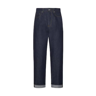 KENZO FW22 Straight-Leg Jeans with Back Logo Patch - Dark Blue FC65DP3319HI-79