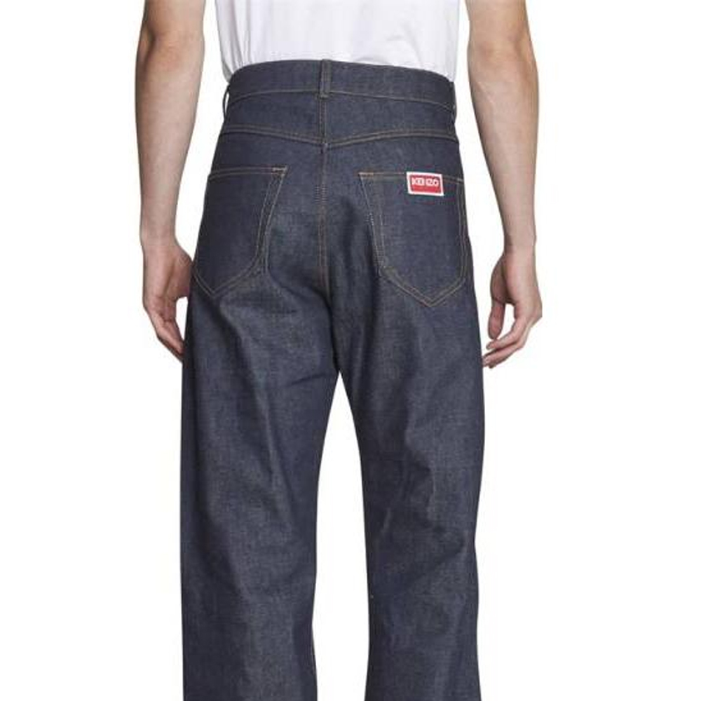Details for KENZO FW22  Straight-Leg Jeans with Back Logo Patch - Dark Blue FC65DP3319HI-79