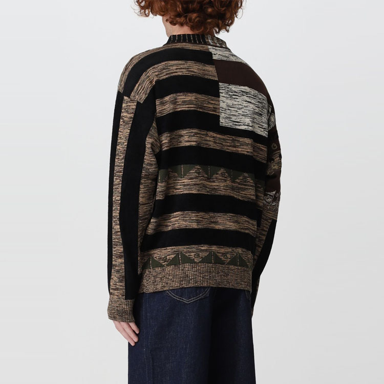 Purchase 겐조 FW22 스트라이프 V넥 울 스웨터 - 다크카키. FC65PU3193CN-51