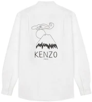 Lookbook KENZO FW22 白色火山艾菲爾鐵塔印花鈕扣襯衫。 FC65CH4349LE-01