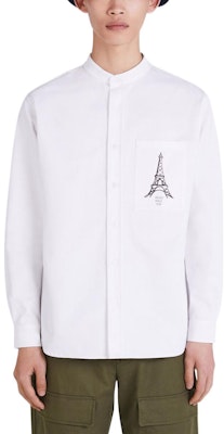 ケンゾー FW22 ホワイト ボルカニック エッフェル塔プリント ボタンアップシャツ. FC65CH4349LE-01 Details for ケンゾー FW22 ホワイト ボルカニック エッフェル塔プリント ボタンアップシャツ. FC65CH4349LE-01