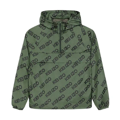 KENZO FW22 All-Over Logo Hoodie Jacket Green. FC65BL0539L0-51