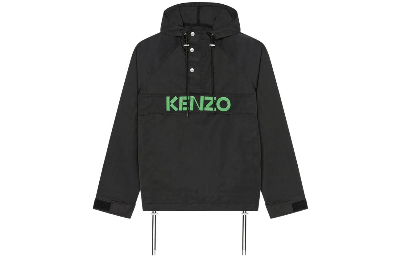 KENZO FW22 Black Logo Print Zip-Up Hoodie Jacket for Men. FC65BL0519NB-99J 圖 2