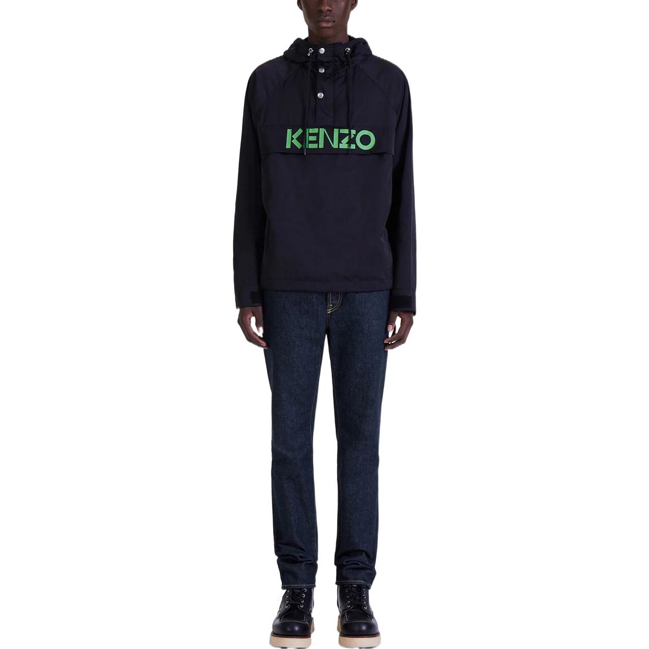 KENZO FW22 Black Logo Print Zip-Up Hoodie Jacket for Men. FC65BL0519NB-99J 圖 4