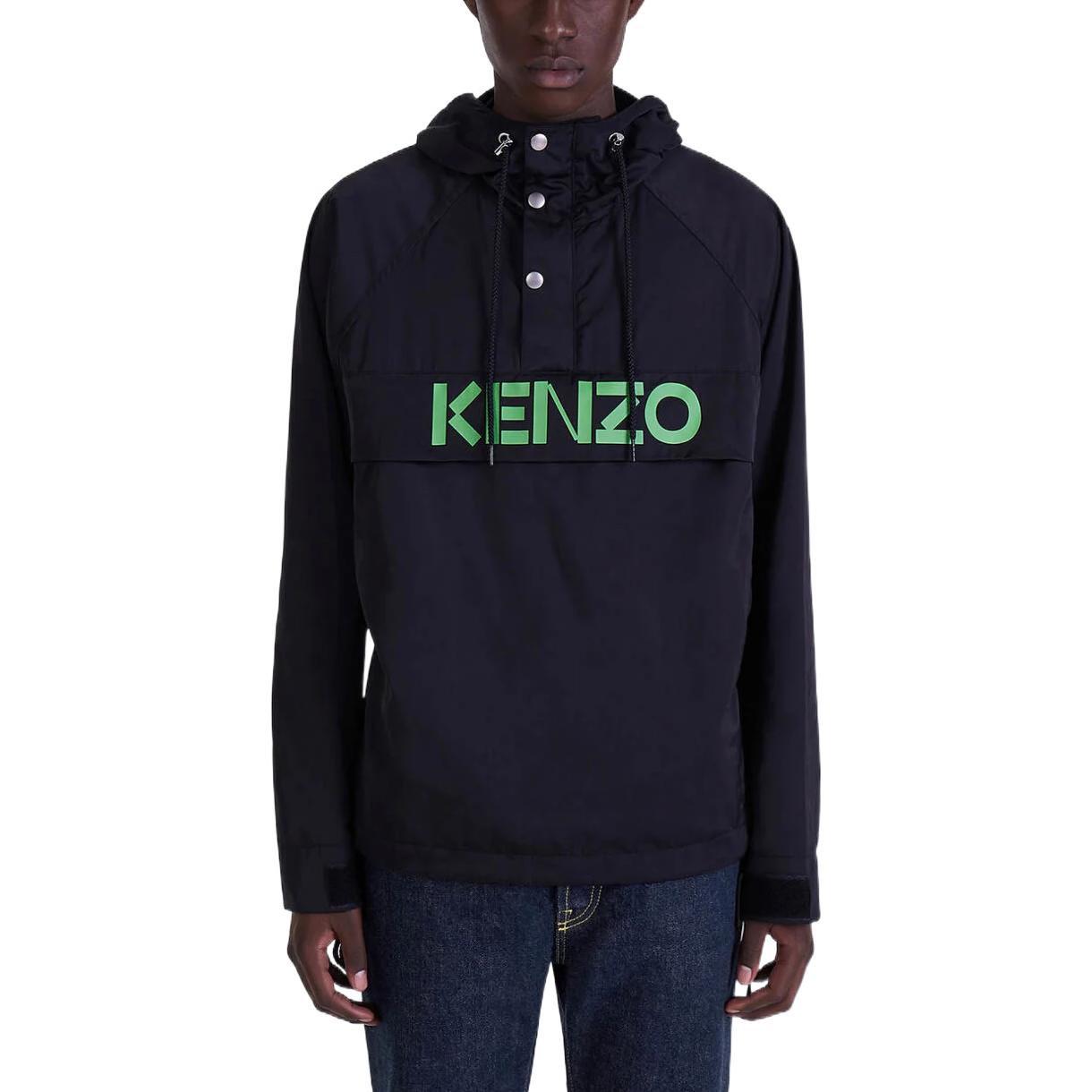 KENZO FW22 Black Logo Print Zip-Up Hoodie Jacket for Men. FC65BL0519NB-99J 圖 6