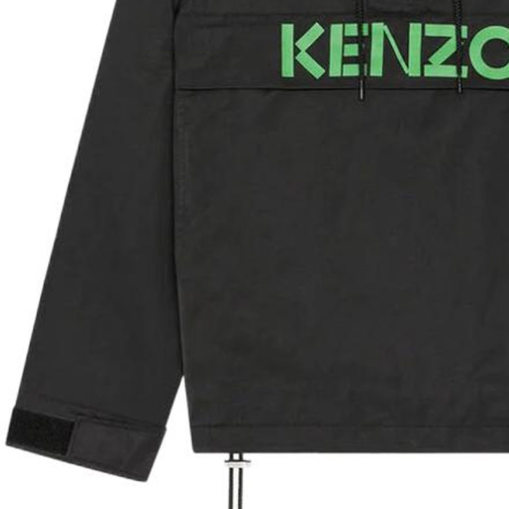 KENZO FW22 Black Logo Print Zip-Up Hoodie Jacket for Men. FC65BL0519NB-99J 圖 8